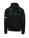 QBISM black sweatshirt-bomber with green and blue checked inserts STYLE 08 BLACK/GREEN CHECK price
