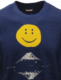 Kapital indigo blue t-shirt with smile and Mount Fuji print buy online