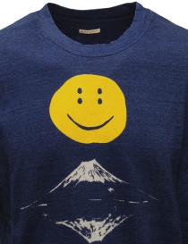 Kapital t-shirt blu indigo con stampa smile e Monte Fuji acquista online