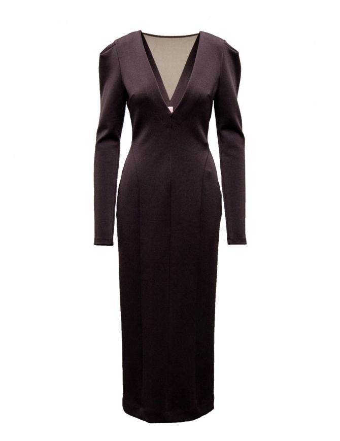 FETICO long brown dress with V-neckline FTC234-0807 DARK BROWN womens dresses online shopping