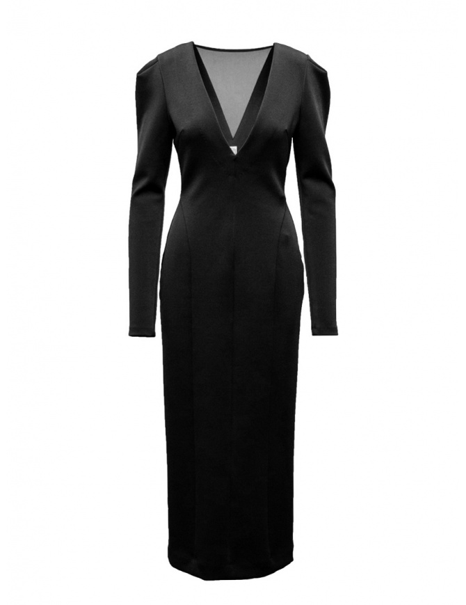 FETICO long black dress with V-neckline FTC234-0807 BLACK womens dresses online shopping