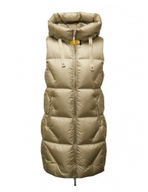 Womens vests online: Parajumpers Zuly long padded vest in beige