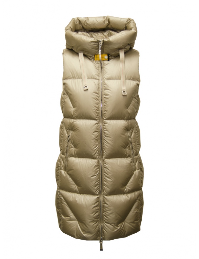Parajumpers Zuly long padded vest in beige PWPUHY35 ZULY TAPIOCA 209 womens vests online shopping
