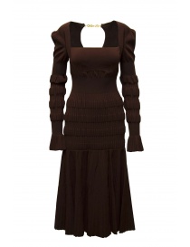 FETICO brown ribbed stretch midi dress FTC234-0709 DARK BROWN