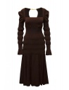 FETICO brown ribbed stretch midi dress buy online FTC234-0709 DARK BROWN