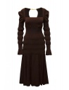 FETICO vestito midi elasticizzato a coste marrone acquista online FTC234-0709 DARK BROWN