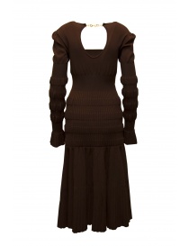 FETICO brown ribbed stretch midi dress buy online