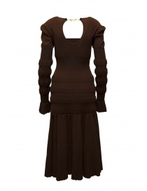 FETICO brown ribbed stretch midi dress