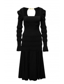 Womens dresses online: FETICO black ribbed stretch midi dress