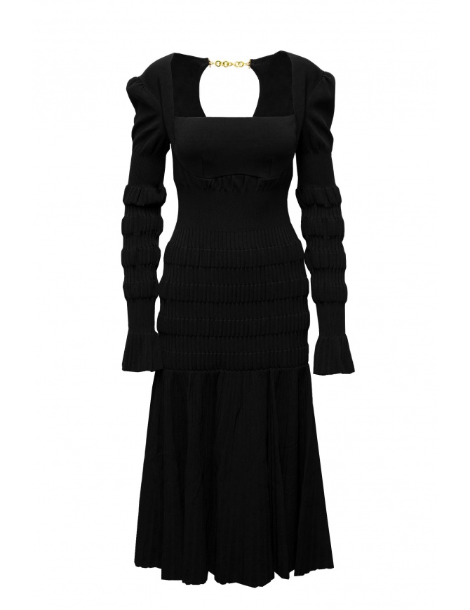 FETICO vestito midi elasticizzato a coste nero FTC234-0709 BLACK abiti donna online shopping