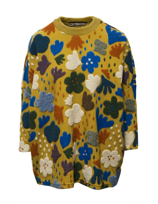 M.&Kyoko maglia senape a grandi fiori colorati BCA01499WA MUSTARD 22 maglieria donna online shopping