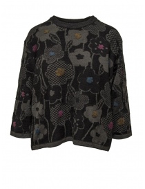M.&Kyoko pullover sweater with grey and black flowers BCA01419WA BLACK 81