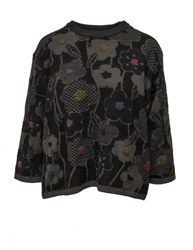 M.&Kyoko pullover sweater with grey and black flowers BCA01419WA BLACK 81 women s knitwear online shopping