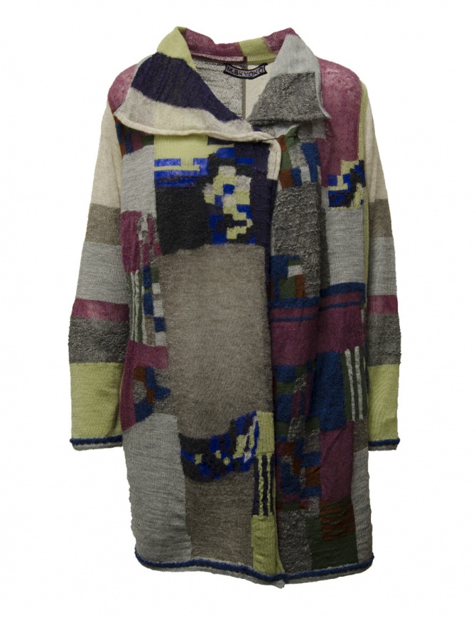 M.&Kyoko multicolor grey long cardigan for woman in thin wool