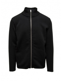 Mens cardigans online: S.N.S. Herning zip-up cardigan in black wool