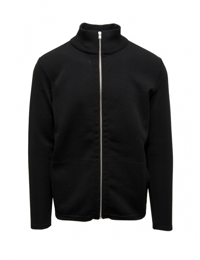 S.N.S Herning zip-up cardigan in black wool 273-00L BLACK VOID mens cardigans online shopping