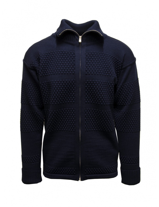 S.N.S. Herning blue fisherman cardigan with zip 175-00L MANUAL BLUE mens cardigans online shopping