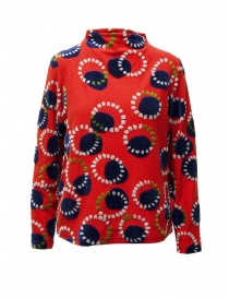 M.&Kyoko red sweater with blue velvet circles on discount sales online