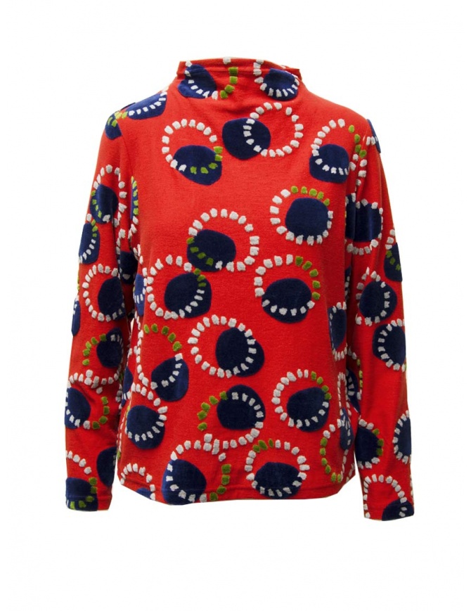 M.&Kyoko red sweater with blue velvet circles BCA01493WA RED 12 women s knitwear online shopping