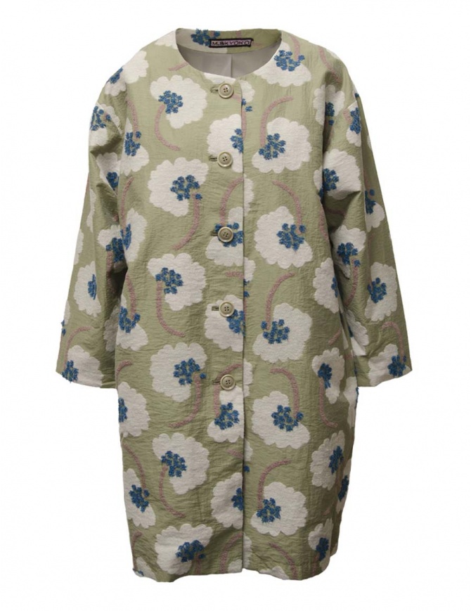 M.&Kyoko green crew-neck coat with flowers BCA01463WA OLIVE 41 womens coats online shopping