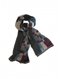 M.&Kyoko thin scarf in black patchwork wool online