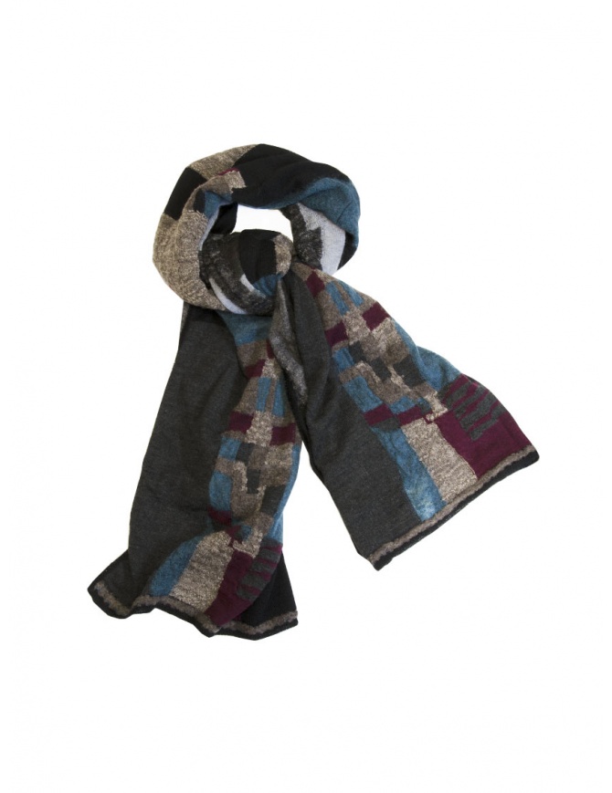M.&Kyoko sciarpa sottile in lana patchwork nera BCA01425WA BLACK 81 sciarpe online shopping