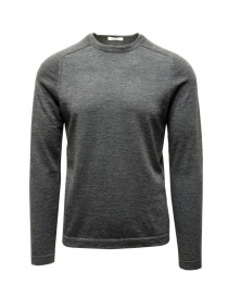 Men s knitwear online: Monobi Jersey Stitch grey thin cashmere sweater