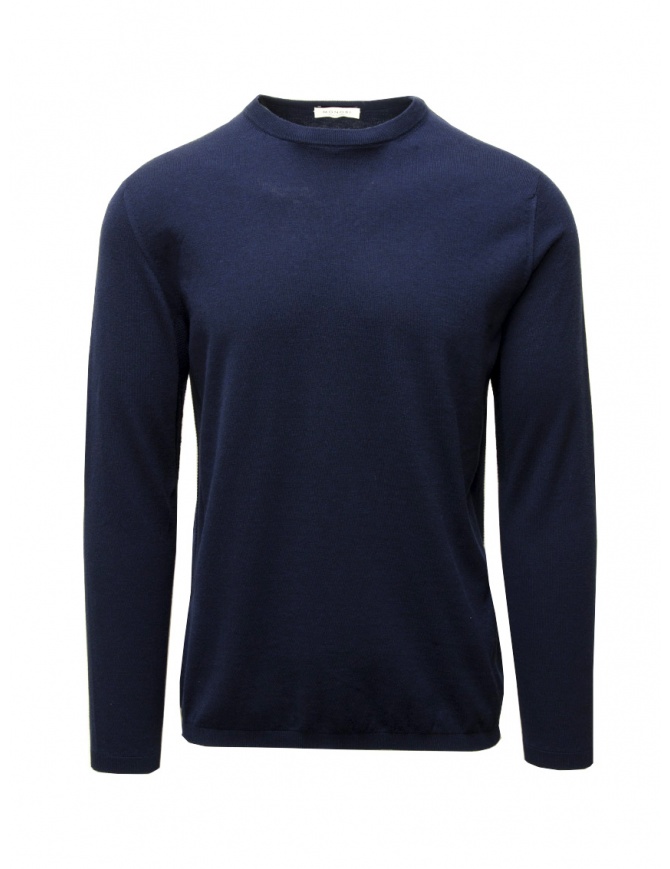 Monobi Wholegarment sweater in blue cotton and cashmere 13644515 NAVY MEL. 6 men s knitwear online shopping