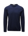 Monobi Wholegarment sweater in blue cotton and cashmere buy online 13644515 NAVY MEL. 6