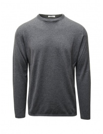 Maglieria uomo online: Monobi Wholegarment pullover in cotone e cashmere grigio medio