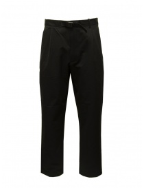 Goldwin One Tuck black tapered trousers with buckle online