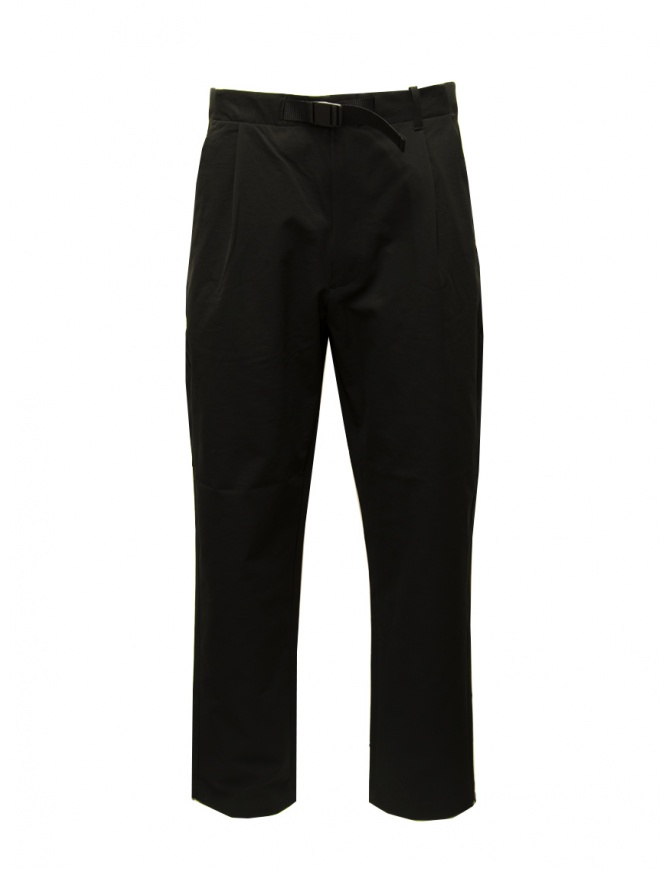 Goldwin One Tuck black tapered trousers with buckle GL73172 BLACK mens trousers online shopping