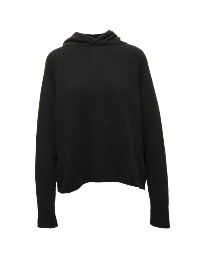 Ma'ry'ya black wool hooded sweater YLK056 B8BLACK women s knitwear online shopping