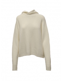 Ma'ry'ya hooded sweater in ivory white wool YLK056 B1WHITE