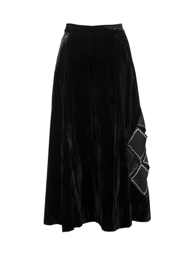A Tentative Atelier Geno black velvet skirt with perforated pattern GENO BLACK A2324554 womens skirts online shopping