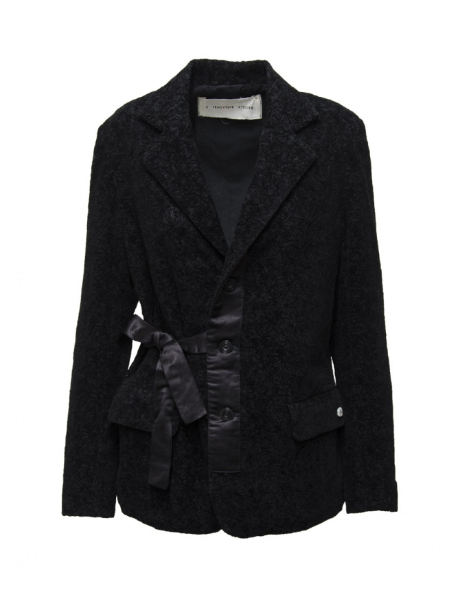 A Tentative Atelier blazer in black lace with satin ribbon P23243B02A BLACK womens suit jackets online shopping