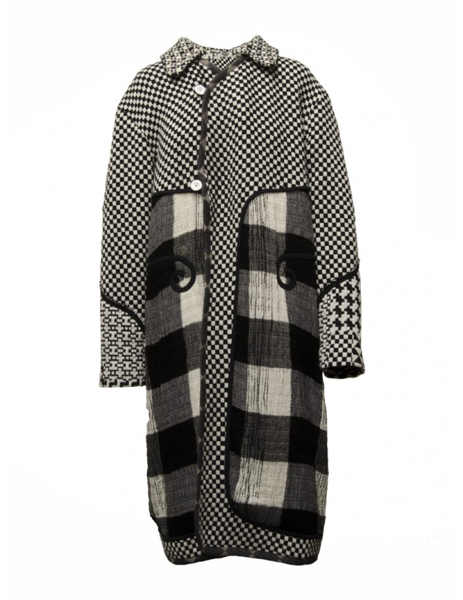 Commun's black and white checked coat M101A CHECKS B/W womens coats online shopping