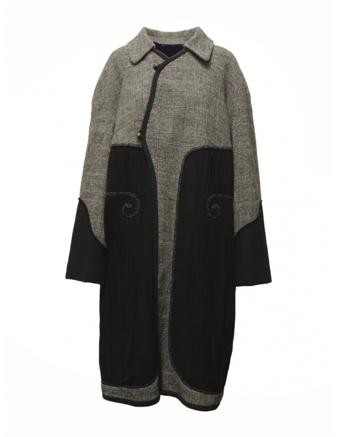 Commun's Prince of Wales coat with black panels M101B GREY/BLACK womens coats online shopping