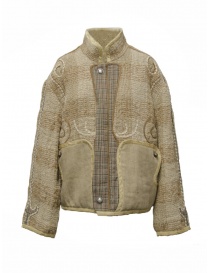 Womens jackets online: Commun's bomber jacket in beige embroidered raw wool