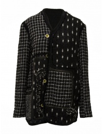Commun's giacca multipattern in lana mista bianca e nera online