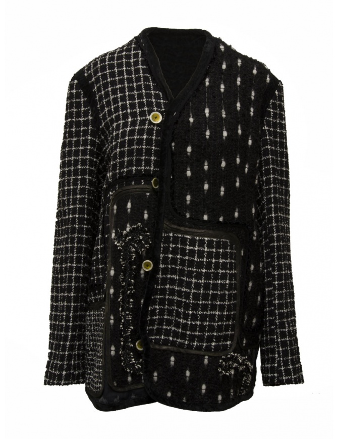 Commun's multi-pattern jacket in black and white mixed wool V109A BLACK/WHITE