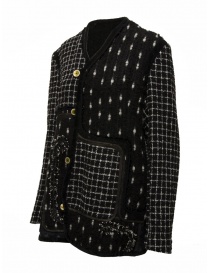 Commun's multi-pattern jacket in black and white mixed wool price