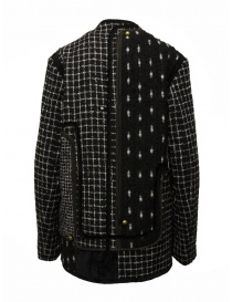 Commun's multi-pattern jacket in black and white mixed wool buy online