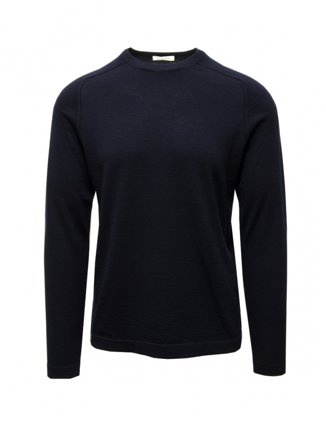 Monobi Jersey Stitch thin dark blue cashmere pullover 14289516 BELUGA 20291 men s knitwear online shopping