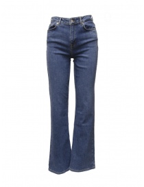 Womens jeans online: Selected Femme medium blue high waisted bootcut jeans