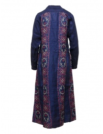 Kapital long shirt dress in blue and red linen