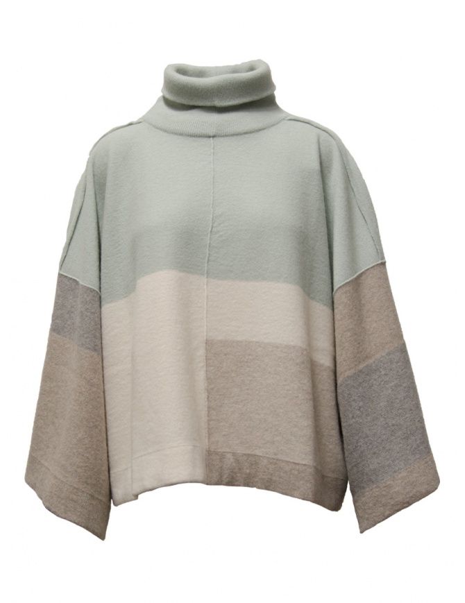 Dune_ Boxy color block turtleneck sweater 02 30 K38P LAGOON maglieria donna online shopping