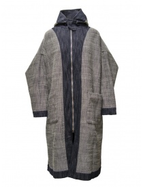 Dune_ Cappotto reversibile con cappuccio in denim blu/grigio acquista online