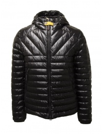 Mens jackets online: Parajumpers Miroku short thin shiny black down jacket