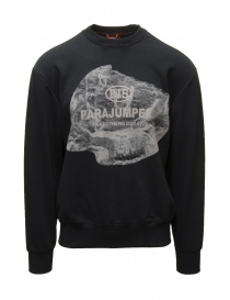 Men s knitwear online: Parajumpers Corones black sweatshirt with mountain print
